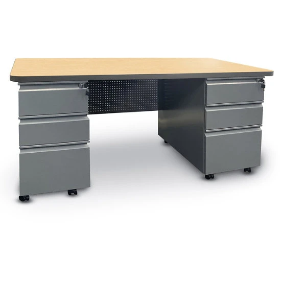 24x67" Mobile Dual Pedestal Teacher Desk With Rectangular Top 3 24x67" Mobile Dual Pedestal Teacher Desk With Rectangular Top