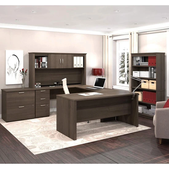 Logan U Or L-Shaped Executive Desk With Hutch, A Lateral File Cabinet, And A Bookcase 4 Logan U Or L-Shaped Executive Desk With Hutch, A Lateral File Cabinet, And A Bookcase - Image 2
