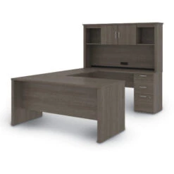 Logan 66W U Or L-Shaped Executive Office Desk With Pedestal And Hutch