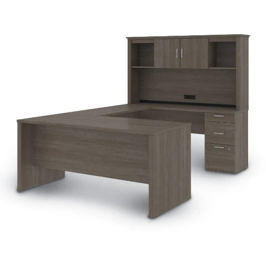 Logan 66W U Or L-Shaped Executive Office Desk With Pedestal And Hutch 3 Logan 66W U Or L-Shaped Executive Office Desk With Pedestal And Hutch