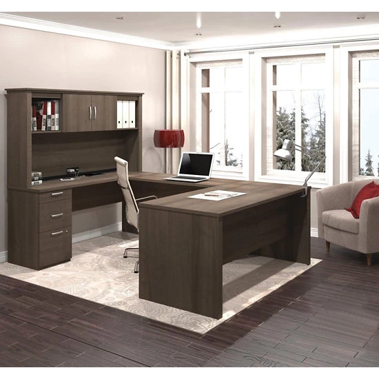 Logan 66W U Or L-Shaped Executive Office Desk With Pedestal And Hutch 4 Logan 66W U Or L-Shaped Executive Office Desk With Pedestal And Hutch - Image 2