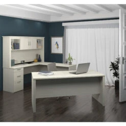 Logan 66W U Or L-Shaped Executive Office Desk With Pedestal And Hutch 7 Logan 66W U Or L-Shaped Executive Office Desk With Pedestal And Hutch -Office Supplies Shop BLN ULD 3