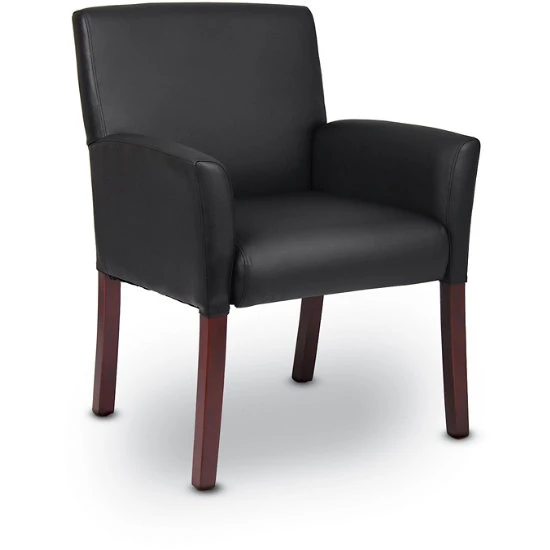 Boss B619 Box Arm Guest Chair With Mahogany Finish 3 Boss B619 Box Arm Guest Chair With Mahogany Finish
