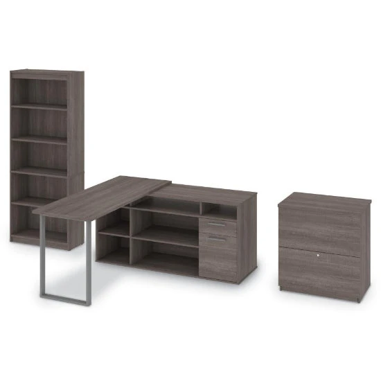 Solay 60W L-Shaped Desk W/ Lateral File Cabinet & Bookcase 3 Solay 60W L-Shaped Desk W/ Lateral File Cabinet & Bookcase