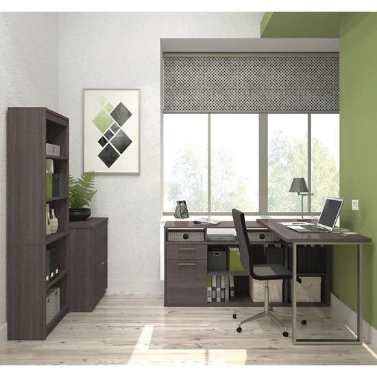 Solay 60W L-Shaped Desk W/ Lateral File Cabinet & Bookcase 4 Solay 60W L-Shaped Desk W/ Lateral File Cabinet & Bookcase - Image 2
