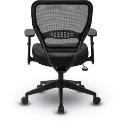 Air Grid® Back And Black Bonded Leather Seat Manager's Chair With Adjustable Angled Arms And Angled Nylon Base -Office Supplies Shop BVM 5L 4