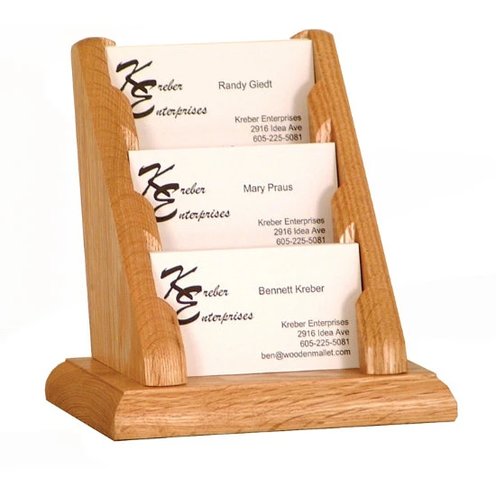 Solid Wood Business Card Display - 3 Pockets 5 Solid Wood Business Card Display - 3 Pockets - Image 3