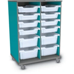 Hideaway Storage Cart - Single Sided, (4) 6" & (8) 3" Trays