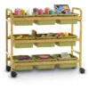 Bamboo Book Browser Cart W/ Sage Tubs -Office Supplies Shop CLB 3A 1