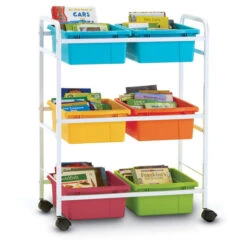 Small Book Browser Cart W/ Vibrant Tub Combo