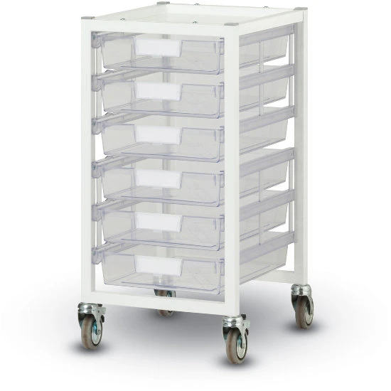 Antimicrobial Nimble Cart Slim Line - Mobile Series Cart With 6 X Antimicrobial 3" Slim Line Totes 3 Antimicrobial Nimble Cart Slim Line - Mobile Series Cart With 6 X Antimicrobial 3" Slim Line Totes