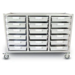 Antimicrobial Class Act Cart Slim Line - Mobile Series Cart With 18 X Antimicrobial 3" Totes