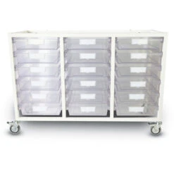 Antimicrobial Class Act Cart Slim Line - Mobile Series Cart With 18 X Antimicrobial 3" Totes -Office Supplies Shop CS 13 A 3