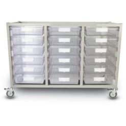 Antimicrobial Class Act Cart Slim Line - Mobile Series Cart With 18 X Antimicrobial 3" Totes -Office Supplies Shop CS 13 A 4