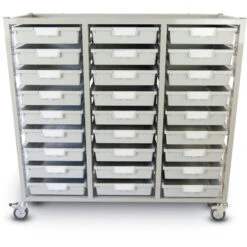 Antimicrobial Class Act Tower Slim Line - Mobile Series Cart With 27 X Antimicrobial 3" Trays