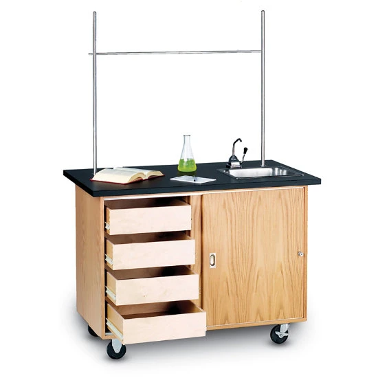 Mobile Demo Table With Drawers, Sink & Uprights 3 Mobile Demo Table With Drawers, Sink & Uprights