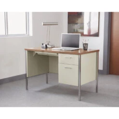 45"Wx24"D Alera® Single Pedestal Steel Desk -Office Supplies Shop EALD 4524 7