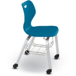 Intellect Wave® 4-Leg Chair With Bookrack - 18"H (with Chrome Frame & Carpet Casters) 5 Intellect Wave® 4-Leg Chair With Bookrack - 18"H (with Chrome Frame & Carpet Casters) -Office Supplies Shop ECD C18B C CF 2
