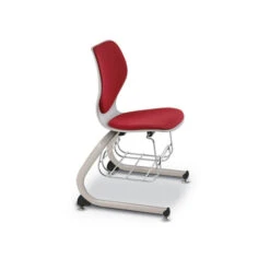 Intellect Wave® Cantilever Chair With Upholstered Seat & Back With Bookrack - 18"H