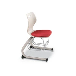 Intellect Wave® Cantilever Chair With Upholstered Seat With Bookrack - 18"H