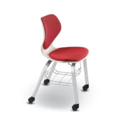 Intellect Wave® Upholstered Seat & Back 4-Leg Chair With Bookrack - 18"H (with Chrome Frame & Carpet Casters)