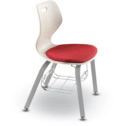 Intellect Wave® Upholstered Seat 4-Leg Chair With Bookrack - 18"H