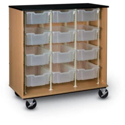 I.D.Systems Science 12-Bin Cart - Black Laminate Top