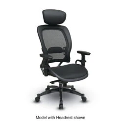 Space® Seating Breathable Mesh Back And Bonded Leather Seat Manager's Chair With Adjustable Arms, Adjustable Lumbar And Gunmetal Finish Base -Office Supplies Shop EMP TC 2
