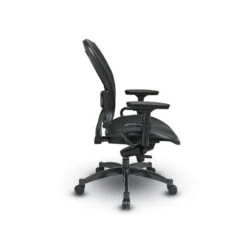 Space® Seating Breathable Mesh Back And Bonded Leather Seat Manager's Chair With Adjustable Arms, Adjustable Lumbar And Gunmetal Finish Base -Office Supplies Shop EMP TC 3