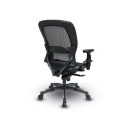 Space® Seating Breathable Mesh Back And Bonded Leather Seat Manager's Chair With Adjustable Arms, Adjustable Lumbar And Gunmetal Finish Base -Office Supplies Shop EMP TC 4