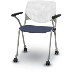 Kool Series Multi-Purpose Stack Chair With Arms And Casters And Vinyl Seat