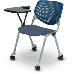 Kool Multi-Use Stack Chair With Casters, Fabric Seat And Tablet Arm