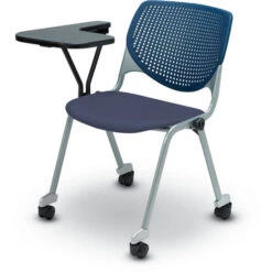 Kool Multi-Use Stack Chair With Casters, Vinyl Seat And Tablet Arm