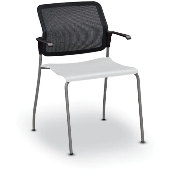 Global Sonic™ Stack Chair With Plastic Seat & Mesh Back - With Arms 3 Global Sonic™ Stack Chair With Plastic Seat & Mesh Back - With Arms