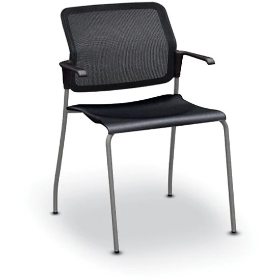 Global Sonic™ Stack Chair With Plastic Seat & Mesh Back - With Arms 4 Global Sonic™ Stack Chair With Plastic Seat & Mesh Back - With Arms - Image 2