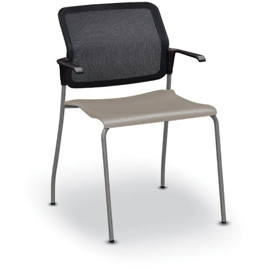 Global Sonic™ Stack Chair With Plastic Seat & Mesh Back - With Arms 5 Global Sonic™ Stack Chair With Plastic Seat & Mesh Back - With Arms - Image 3