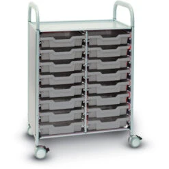 Callero Double Cart W/ 16 Shallow Trays