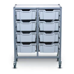 Dynamis Double Cart Set 13 Silver (44) W/ 3" 2 Braked Castors & Optional Feet And 8 Deep F2 Trays 8 Dynamis Double Cart Set 13 Silver (44) W/ 3" 2 Braked Castors & Optional Feet And 8 Deep F2 Trays -Office Supplies Shop GDYN 13 3