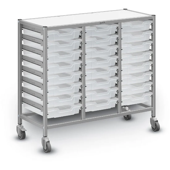 Dynamis Treble Cart Set 3 Silver (44) W/ 3" 2 Braked Castors & Optional Feet And 24 Shallow F1 Trays 3 Dynamis Treble Cart Set 3 Silver (44) W/ 3" 2 Braked Castors & Optional Feet And 24 Shallow F1 Trays