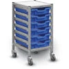 Dynamis Low Single Cart Set 41 In Silver (44) W/ 3" 2 Braked Castors & Optional Feet And 6 Shallow F1 Trays 2 Dynamis Low Single Cart Set 41 In Silver (44) W/ 3" 2 Braked Castors & Optional Feet And 6 Shallow F1 Trays -Office Supplies Shop GDYN 41 1