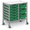Dynamis Low Double Cart Silver (44) Set 43 W/ 3" Castors, 2 Braked & Feet 6 Shallow And 3 Deep F2 Trays -Office Supplies Shop GDYN 43 1