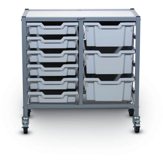 Dynamis Low Double Cart Silver (44) Set 43 W/ 3" Castors, 2 Braked & Feet 6 Shallow And 3 Deep F2 Trays 4 Dynamis Low Double Cart Silver (44) Set 43 W/ 3" Castors, 2 Braked & Feet 6 Shallow And 3 Deep F2 Trays - Image 2