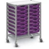 Dynamis Double Cart Set 5 Silver (44) W/ 3" 2 Braked Castors & Optional Feet And 16 Shallow F1 Trays 1 Dynamis Double Cart Set 5 Silver (44) W/ 3" 2 Braked Castors & Optional Feet And 16 Shallow F1 Trays -Office Supplies Shop GDYN 5 1