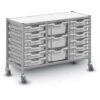 Dynamis Low Treble Cart Set 60 Silver (44) W/ 3" Castors, 2 Braked & Feet 12 Shallow And 3 Deep F2 Trays 2 Dynamis Low Treble Cart Set 60 Silver (44) W/ 3" Castors, 2 Braked & Feet 12 Shallow And 3 Deep F2 Trays -Office Supplies Shop GDYN 60 1