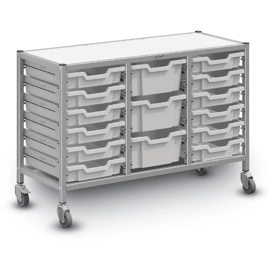Dynamis Low Treble Cart Set 60 Silver (44) W/ 3" Castors, 2 Braked & Feet 12 Shallow And 3 Deep F2 Trays 3 Dynamis Low Treble Cart Set 60 Silver (44) W/ 3" Castors, 2 Braked & Feet 12 Shallow And 3 Deep F2 Trays