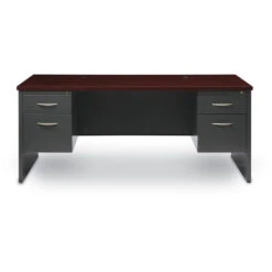 Hirsh® Modular Desks 30D X 60W Double Pedestal Desk Arch Pull Handles