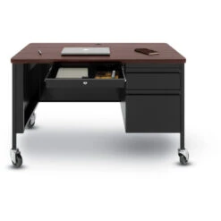 30x48 Mobile Right Hand Single PedestalDesk With T-Mold Top -Office Supplies Shop HIPT 480SB 4