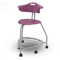 360 Stool W/ Back, Bookbag Rack & Casters - 24"H Seat