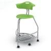360 Stool W/ Back, Bookbag Rack & Compression Casters - 30"H Seat