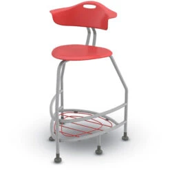 360 Stool W/ Back, Bookbag Rack & Glides - 30"H Seat